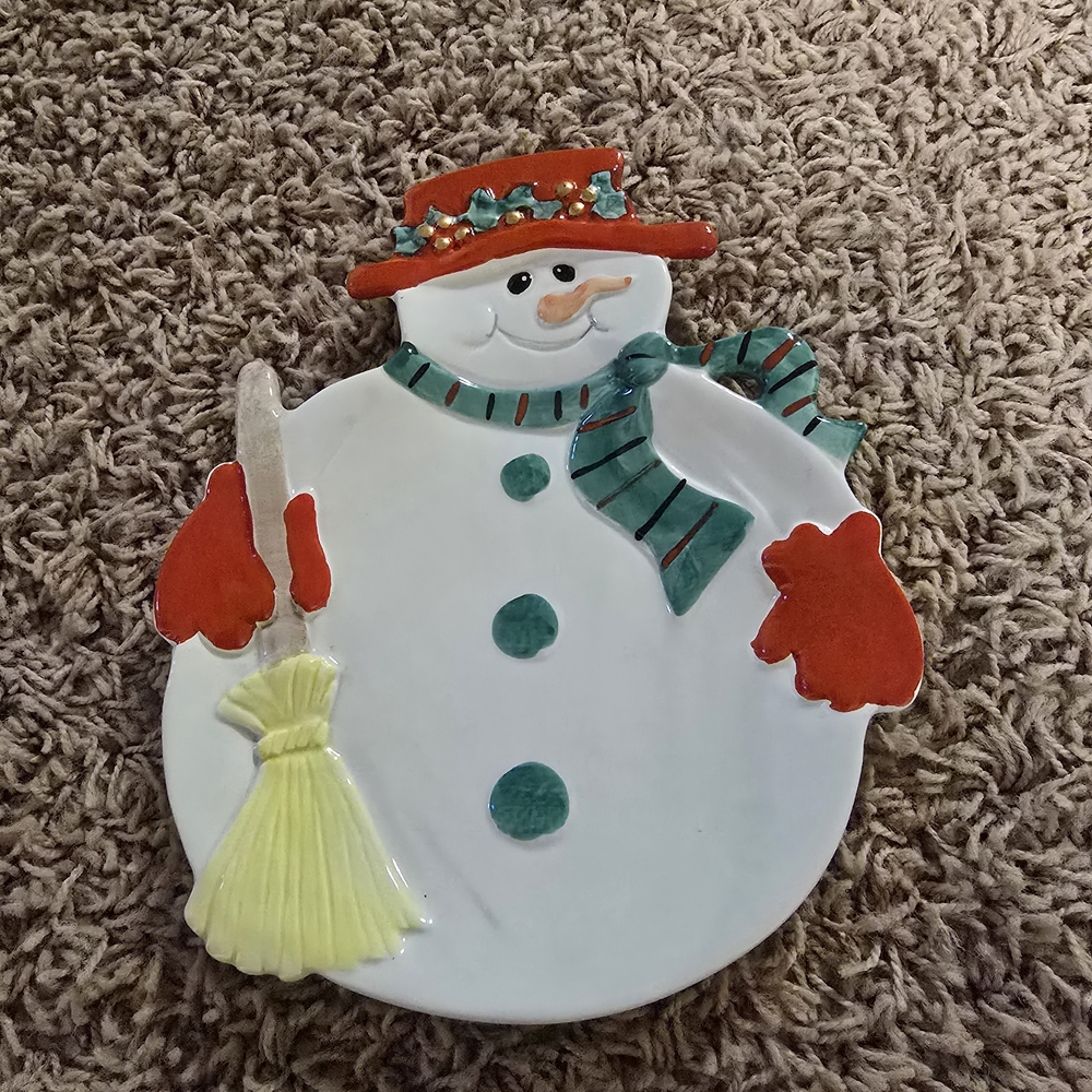 Festive Snowman Holiday Plate, Fitz And Floyd
